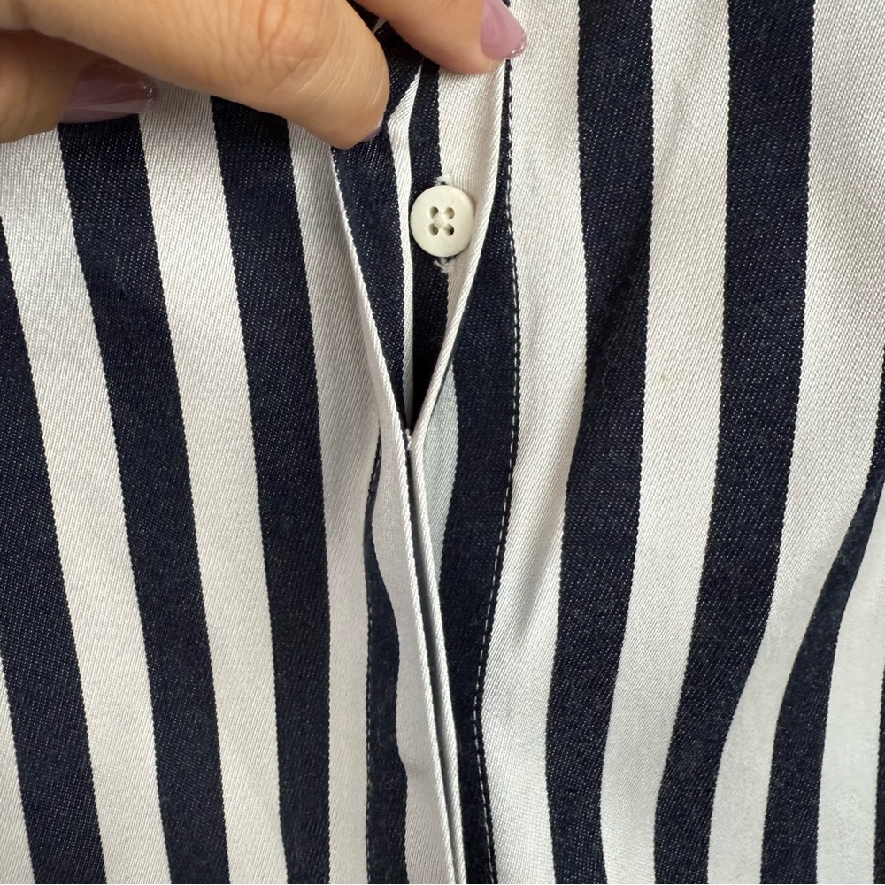 3.1 Phillip Lim Navy White Striped Shirt Dress Womens Size 8 Button Down - Picture 7 of 14